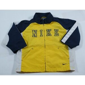 Nike Jacket Kids‎ 4T Yellow Blue White Windbreaker Full Zip Swoosh Logo